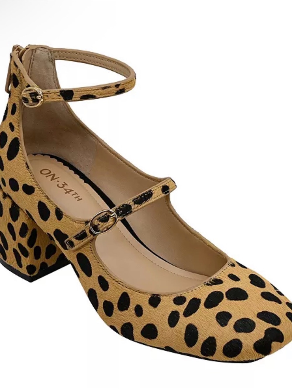 On 34th Leopard Print Mary Jane Block Heel - NIB